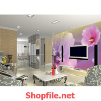 bông hoa tím tranh dán tường