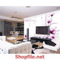 tranh dán tường tranh trí bông hoa tím