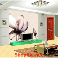 bông hoa sen trắng đen tranh dán tường