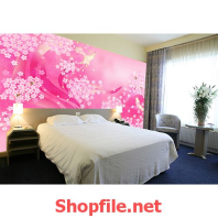 tranh dán tường bức tranh hoa màu hồng nổi bật