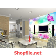 tranh dán tường con bướm màu tím