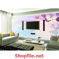 tranh dán tường đàn bướm xuân