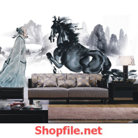 tranh dán tường con ngựa đen