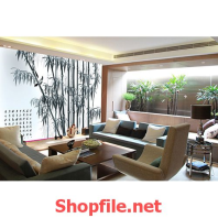 tranh dán tường bụi tre