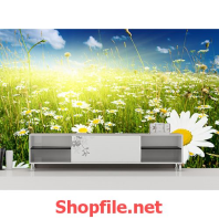 tranh dán tường vườn hoa cỏ dại đẹp