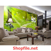 tranh dán tường ngôi nhà xinh đẹp