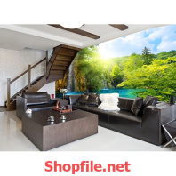 tranh dán tường thác nước