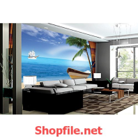 tranh dán tường bãi biển xinh đẹp