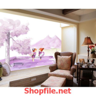 tranh dán tường đứa bé nhảy múa