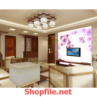 tranh dán tường hoa bốn cánh hồng