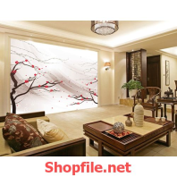 tranh dán tường cây hoa đào