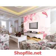 tranh dán tường nền hoa hồng mềm mại