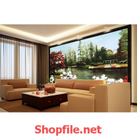 tranh dán tường con suối trong