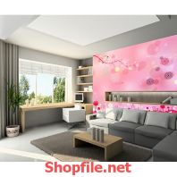 tranh dán tường hồng xinh