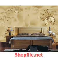 tranh dán tường hoa giấy vàng