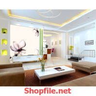 tranh dán tường bông hoa sứ 2D