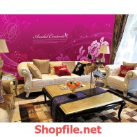 tranh dán tường màu hồng đậm sang trọng