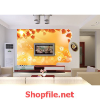 tranh dán tường nền cam và chú bướm