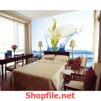 tranh dán tường hoa ly trong nước