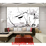 tranh dán tường căn nhà trắng tinh