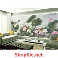 đầm sen tranh dán tường