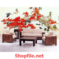 tranh dán tường cành hoa đào