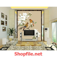 tranh dán tường chú chim trên cành cây