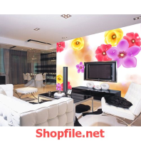 tranh dán tường bông hoa sặc sỡ