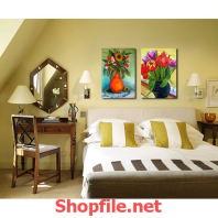 tranh dán tường lọ hoa muôn màu