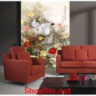 tranh dán tường bụi hoa đẹp