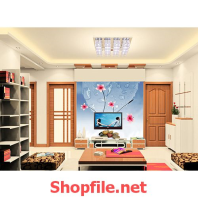 tranh dán tường cành hoa đào