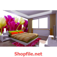 tranh dán tường vườn hoa ly