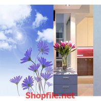 tranh dán tường bông hoa và mặt trời