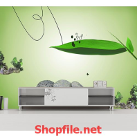tranh dán tường lá xanh