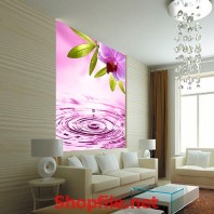 tranh dán tường dòng nước màu tím