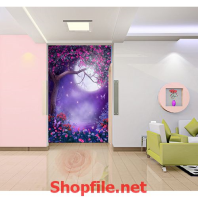 tranh dán tường đêm trăng