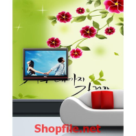 tranh dán tường nhành hoa giấy