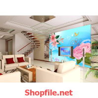 tranh dán tường hoa hồng trong nước