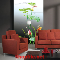 tranh dán tường cây hoa sen trong đầm lầy