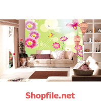 tranh dán tường chú bướm hồng