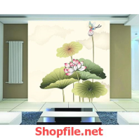 tranh dán tường hoa sen đẹp