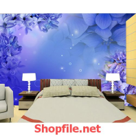 tranh dán tường hoa hồng xanh