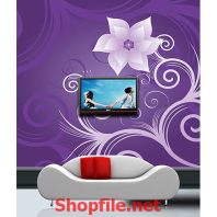 tranh dán tường hoa trằng nền xanh tím