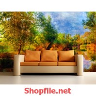 tranh dán tường cánh đồng mùa thu