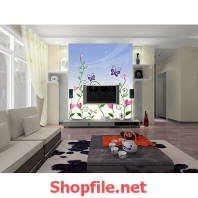 tranh dán tường đàn bướm xinh