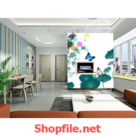 tranh dán tường bướm xanh