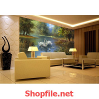 tranh dán tường cái hồ nước