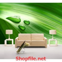 tranh dán tường chiếc lá xanh