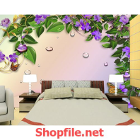 tranh dán tường hoa cỏ lá