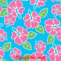 giấy dán tường bông hoa màu hồng nền xanh